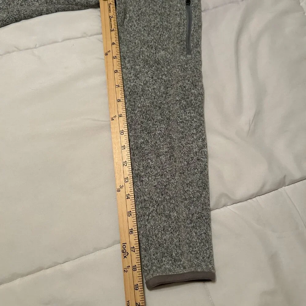 Patagonia Sweater 1/4 Zip Pullover Womens Medium Heather Gray Fleece Knit w Logo - Picture 7 of 12